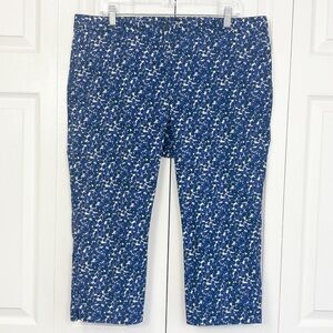 Talbots Woman Indigo Blue Multi Floral Signature Fit Capri Pants 16W